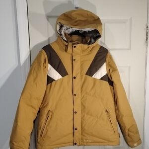 Unisex Burton Brown and Tan Ski Jacket with Quilted Insulation, Womens Large